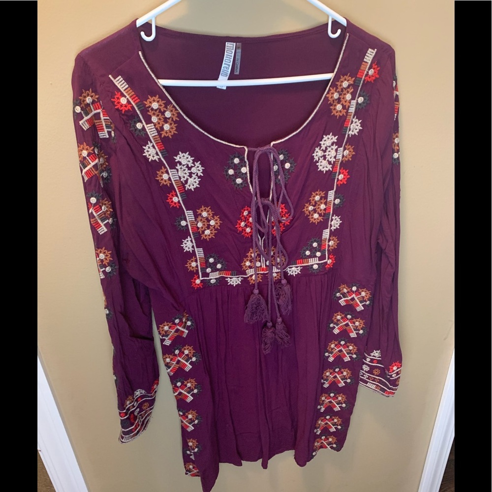 Purple embroidered dress